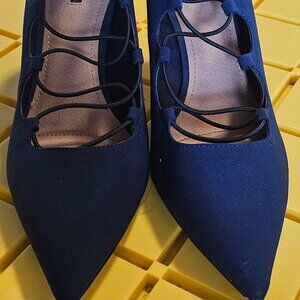Tahara Lace up Navy blue pumps.  Size 10